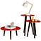 Carmine Red Gloss 3-Piece Round End Table Set