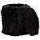 Carminna Black Faux Fur Round Accent Stool with Storage