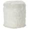 Carminna White Faux Fur Round Accent Stool with Storage