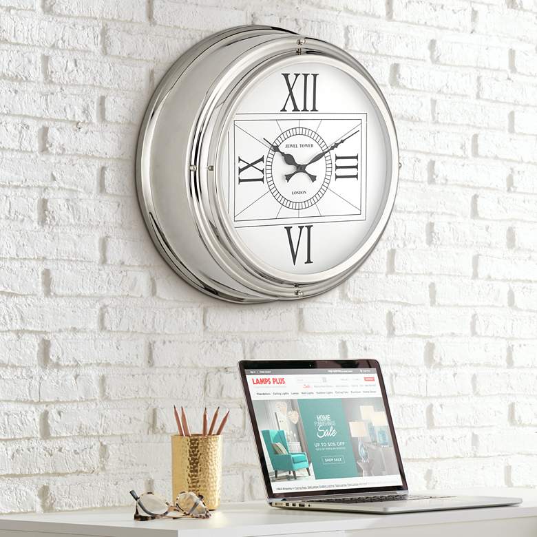 Image 1 Carnaby 18" Round Stainless Steel Wall Clock