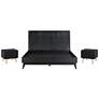 Carnaby 3 Piece Queen Size Bedroom Set in Black Brushed Oak Wood