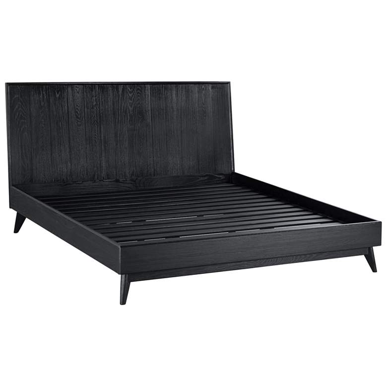 Image 1 Carnaby King Platform Bed Frame in Black Brushed Oak Wood, and Metal