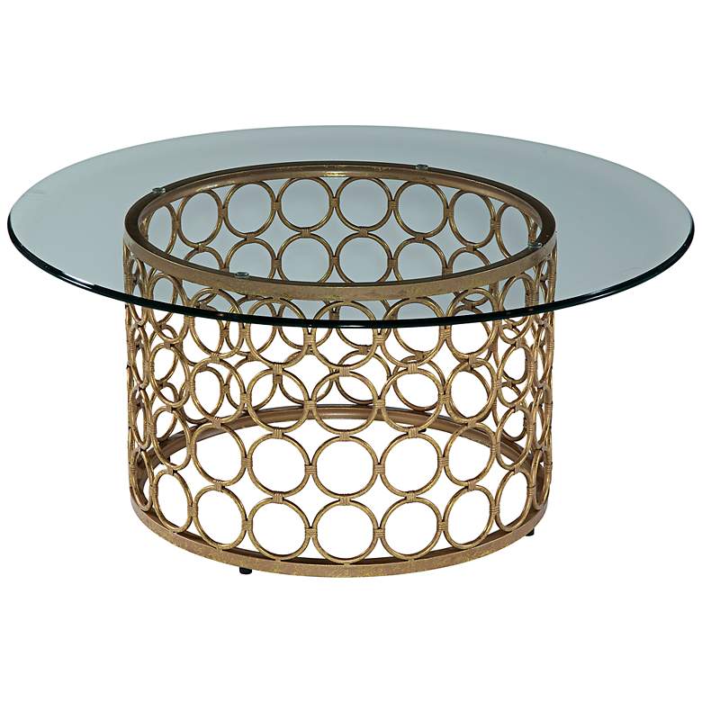 Image 1 Carnaby Modern Lux Gold Round Cocktail Table