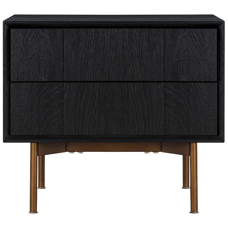 Image 1 Carnaby Nightstand with 2 Drawers in Black Brushed Oak and Bronze