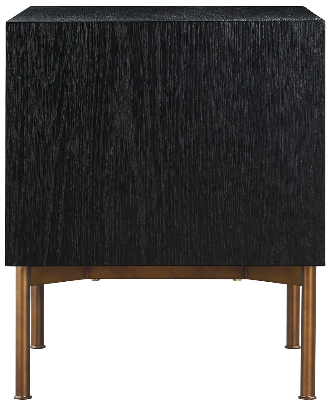 Image 5 Carnaby Nightstand with 2 Drawers in Black Brushed Oak and Bronze more views