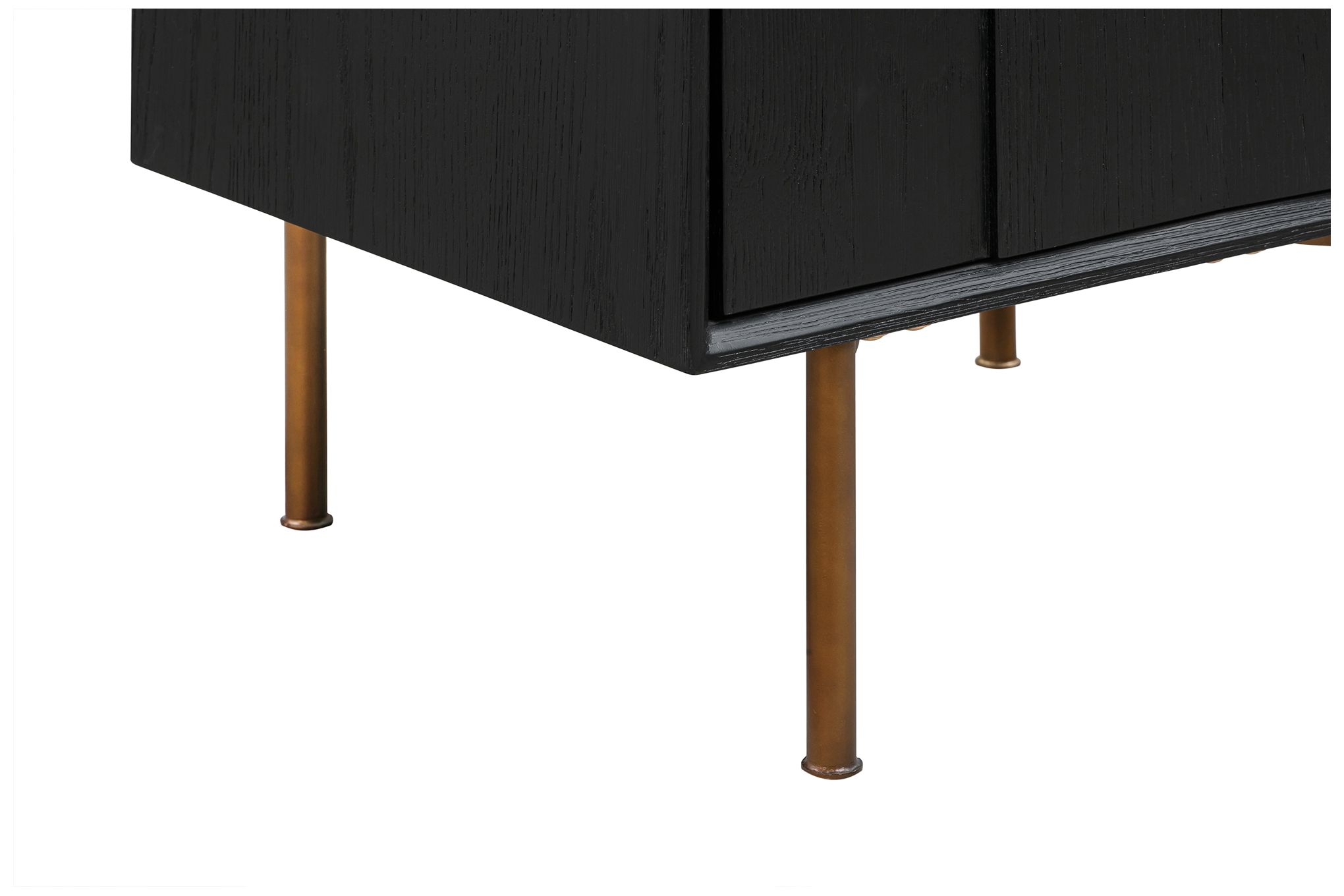 Carnaby Nightstand with 2 Drawers in Black Brushed Oak and Bronze