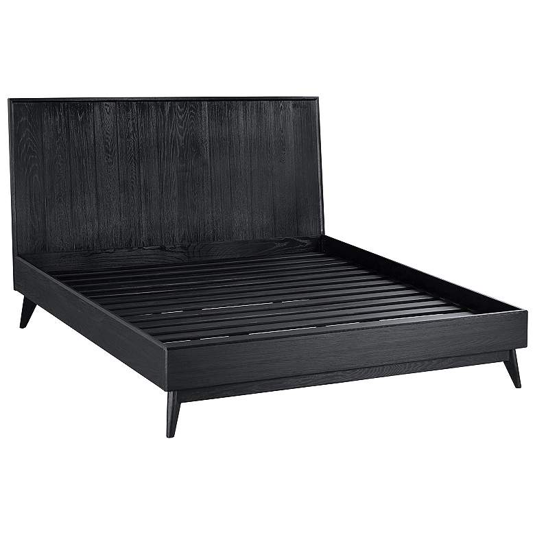 Image 1 Carnaby Queen Platform Bed Frame in Black Brushed Oak Wood, and Metal