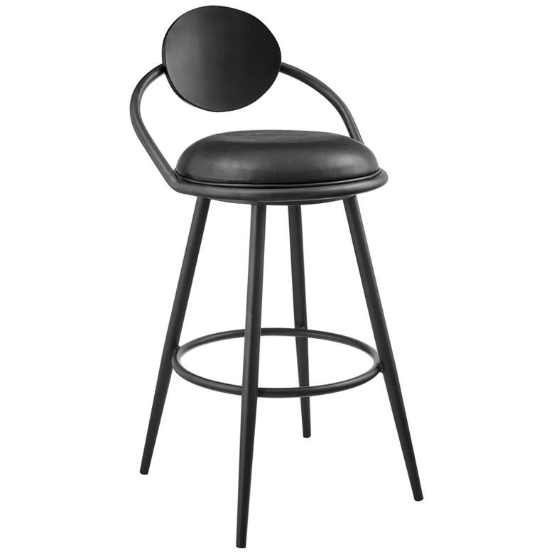 Image 1 Carnation 26 in. Swivel Counter Stool in Iron & Vintage Black Faux Leat