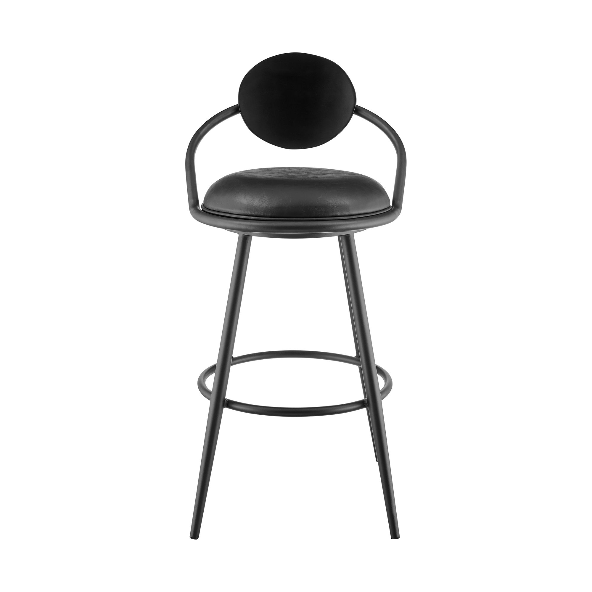 Image 3 Carnation 26 in. Swivel Counter Stool in Iron & Vintage Black Faux Leat more views