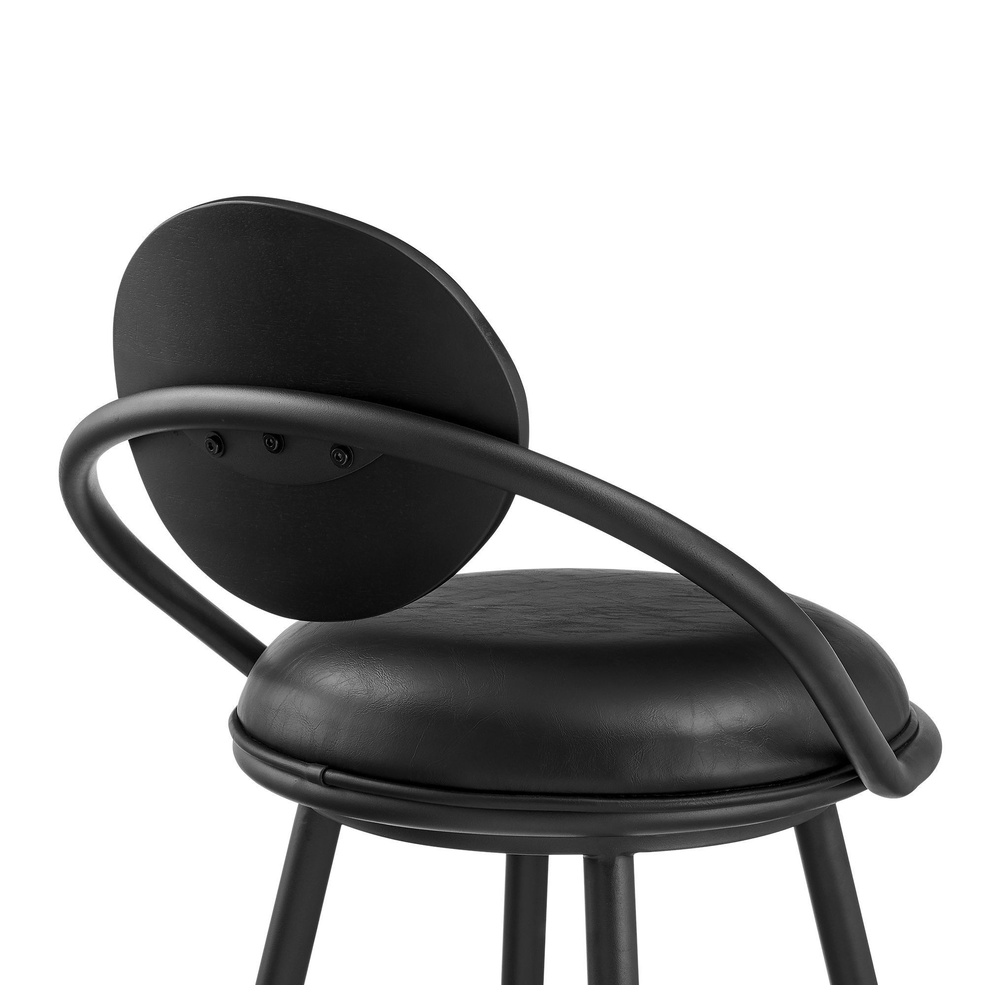 Image 6 Carnation 26 in. Swivel Counter Stool in Iron & Vintage Black Faux Leat more views