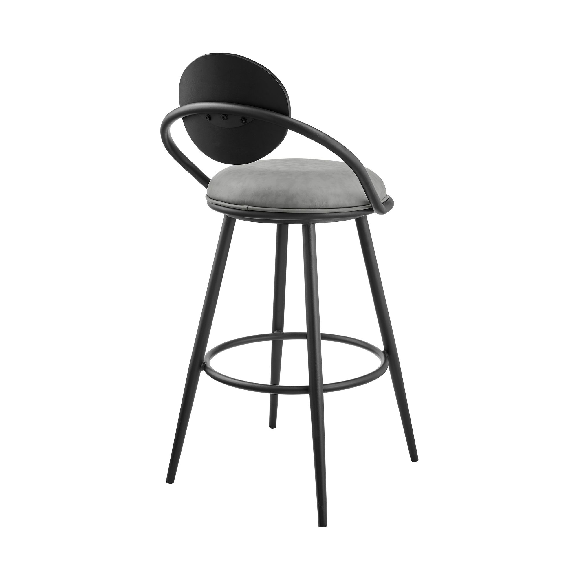 Image 4 Carnation 26 in. Swivel Counter Stool in Iron and Vintage Gray Faux Leather more views