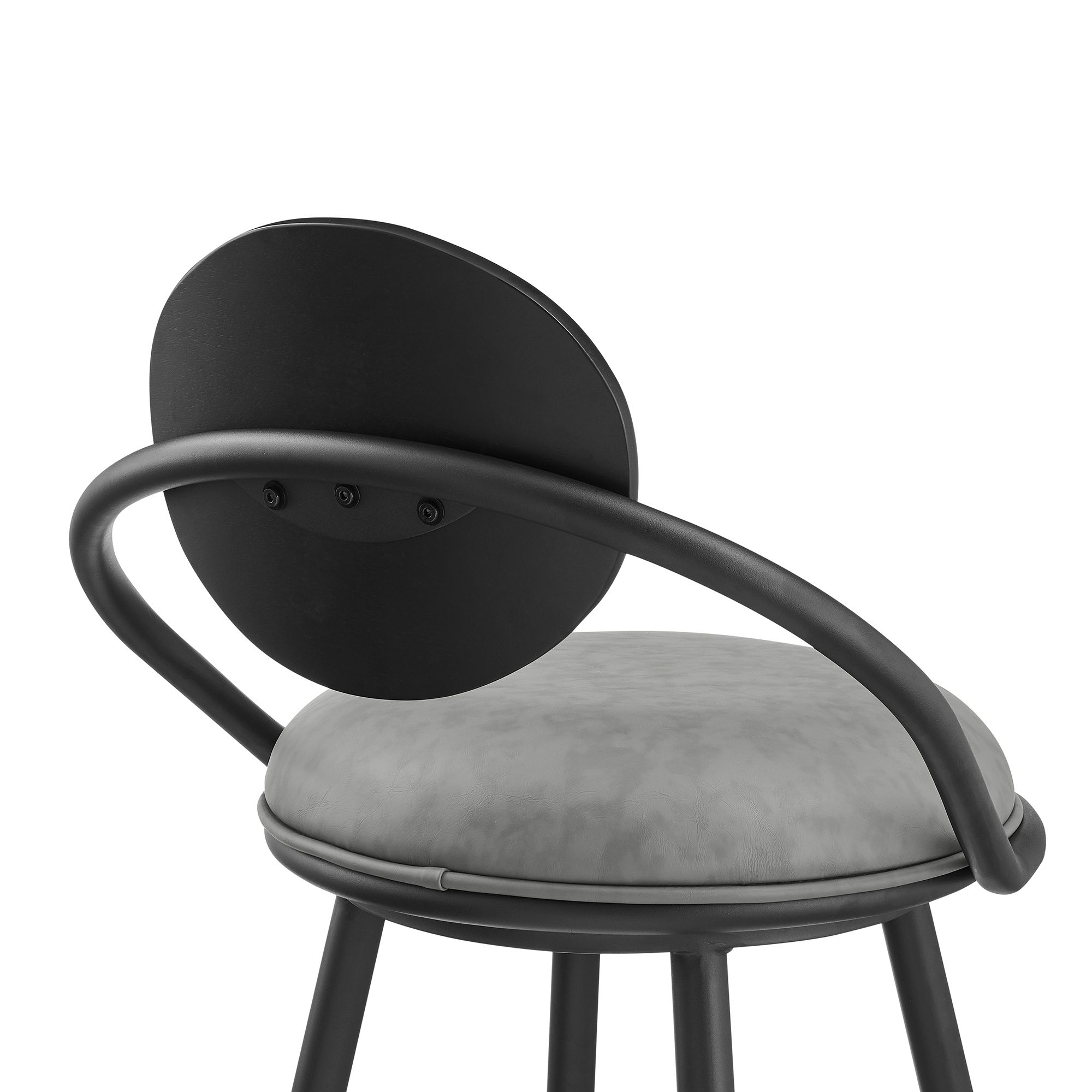 Image 6 Carnation 26 in. Swivel Counter Stool in Iron and Vintage Gray Faux Leather more views