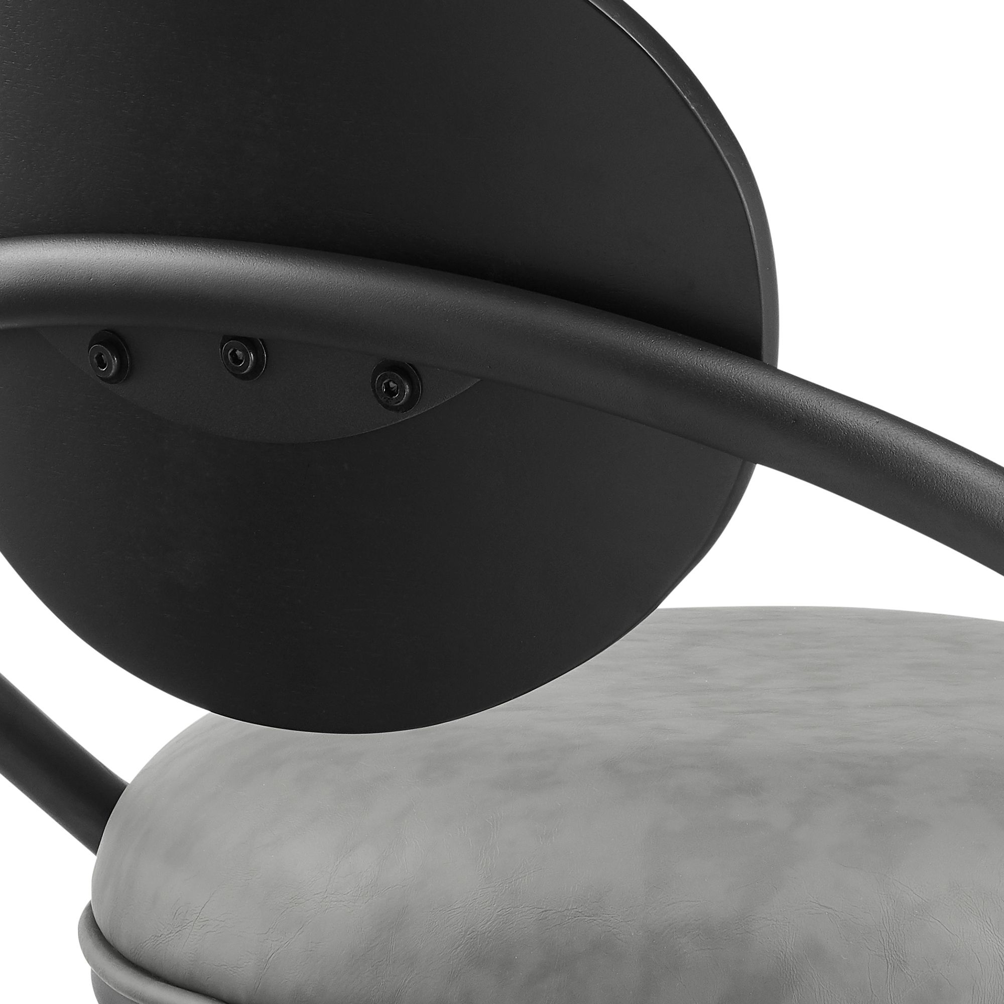 Carnation 26 in. Swivel Counter Stool in Iron and Vintage Gray Faux Leather