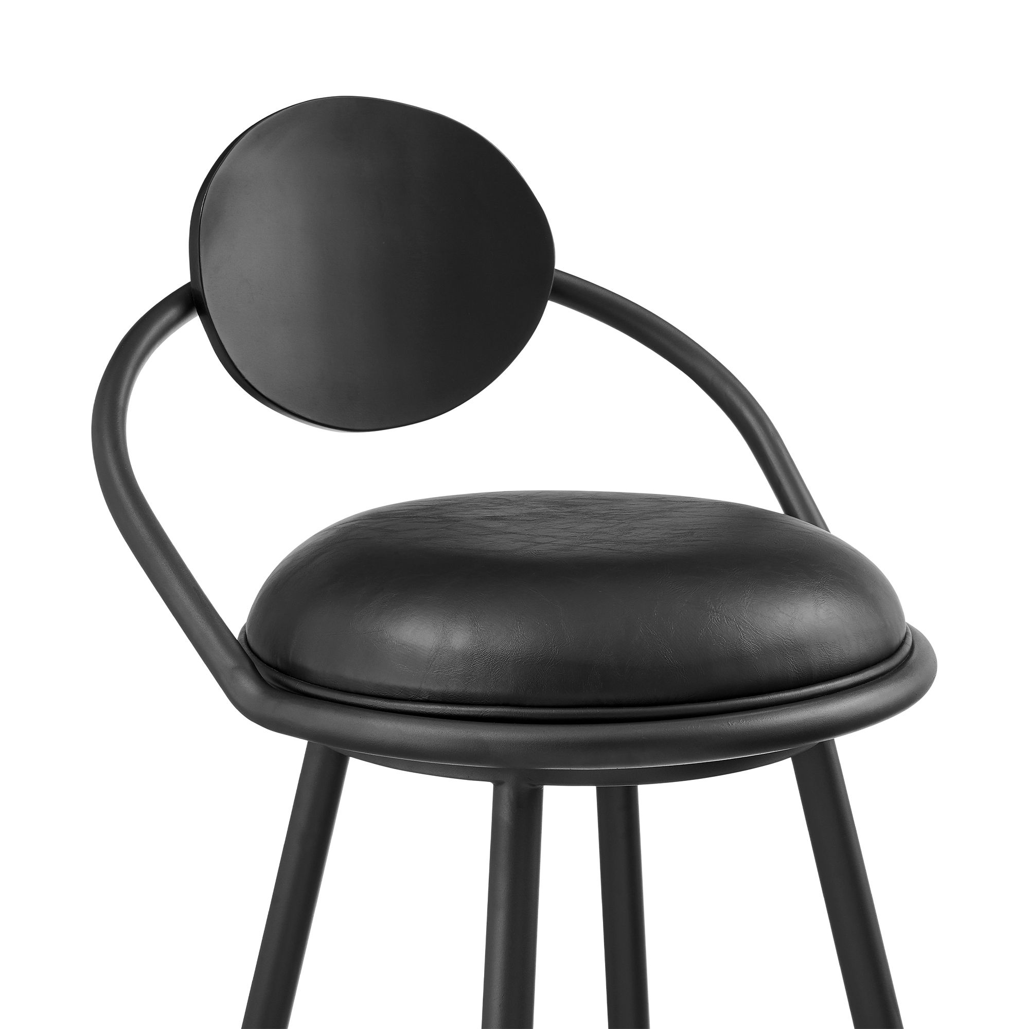 Image 5 Carnation 30 in. Swivel Bar Stool in Iron & Vintage Black Faux Leather more views