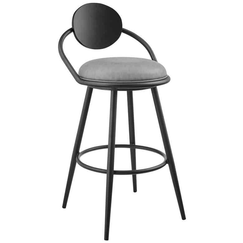 Image 1 Carnation 30 in. Swivel Bar Stool in Iron and Vintage Gray Faux Leather