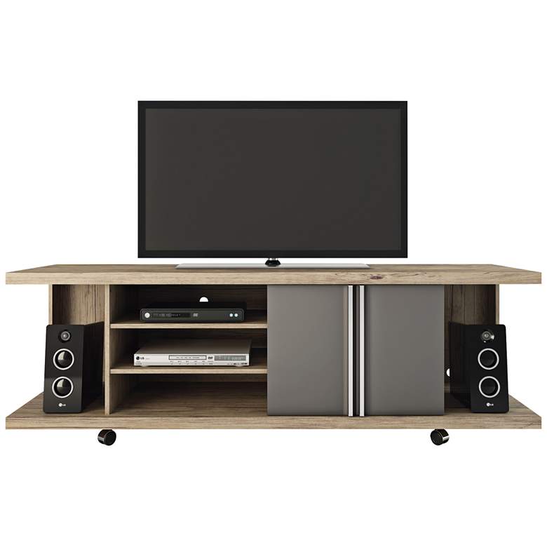 Image 1 Carnegie 71 inch Wide  Nature and Onyx 2-Door TV Stand