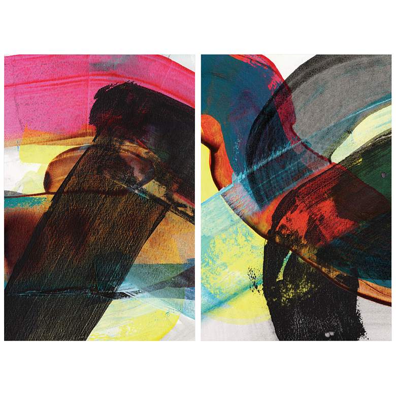 Image 2 Carnival Abstract I and II 48"H 2-Piece Glass Wall Art Set