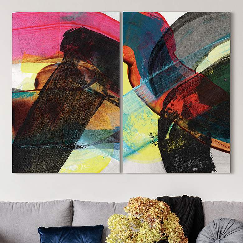 Image 1 Carnival Abstract I and II 48 inchH 2-Piece Glass Wall Art Set