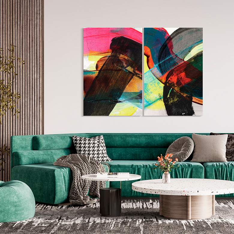 Image 5 Carnival Abstract I and II 48"H 2-Piece Glass Wall Art Set more views