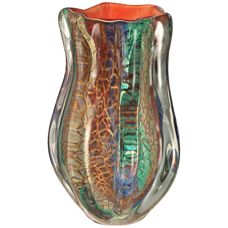 Image 1 Carnival Color 9 1/2" High Art Glass Vase by Dale Tiffany