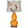 Carnival Double Gourd Table Lamp w/ Beige Floral Shade