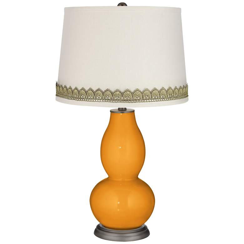 Image 1 Carnival Double Gourd Table Lamp with Scallop Lace Trim