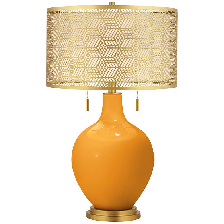 Image 1 Carnival Toby Brass Metal Shade Table Lamp