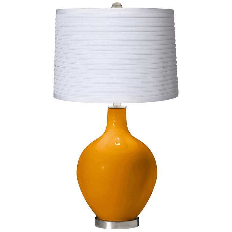 Image 1 Carnival White Pleated Shade Ovo Table Lamp