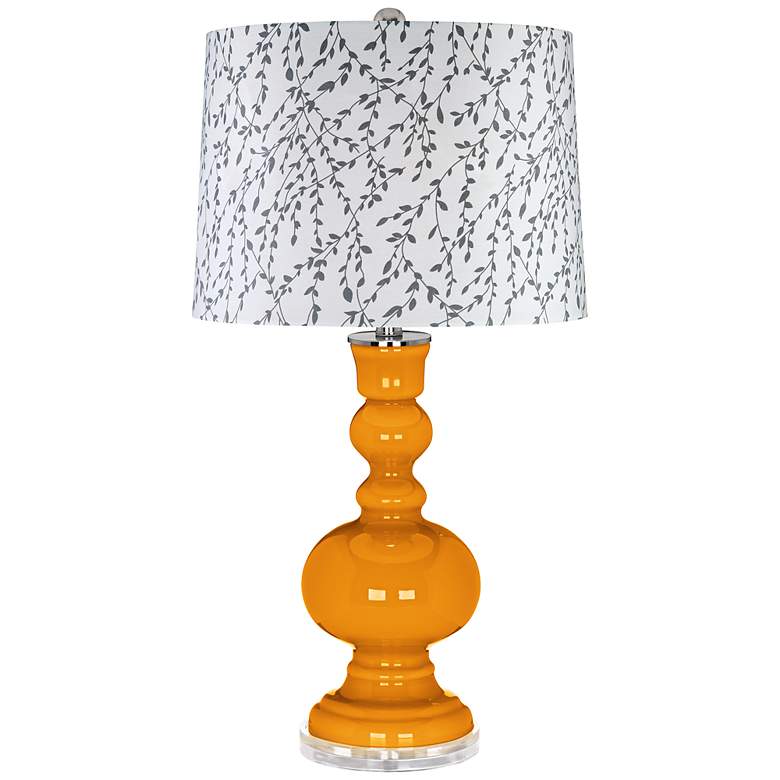 Image 1 Carnival White with Gray Leaves Shade Apothecary Table Lamp