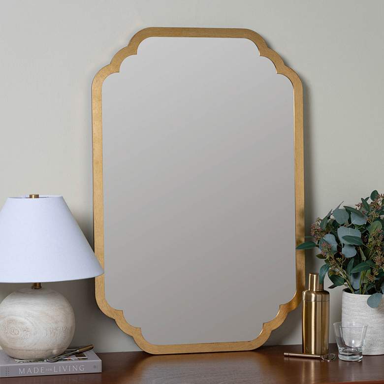 Image 1 Carol Gold Leaf 23 3/4" x 35 3/4" Rectangular Wall Mirror