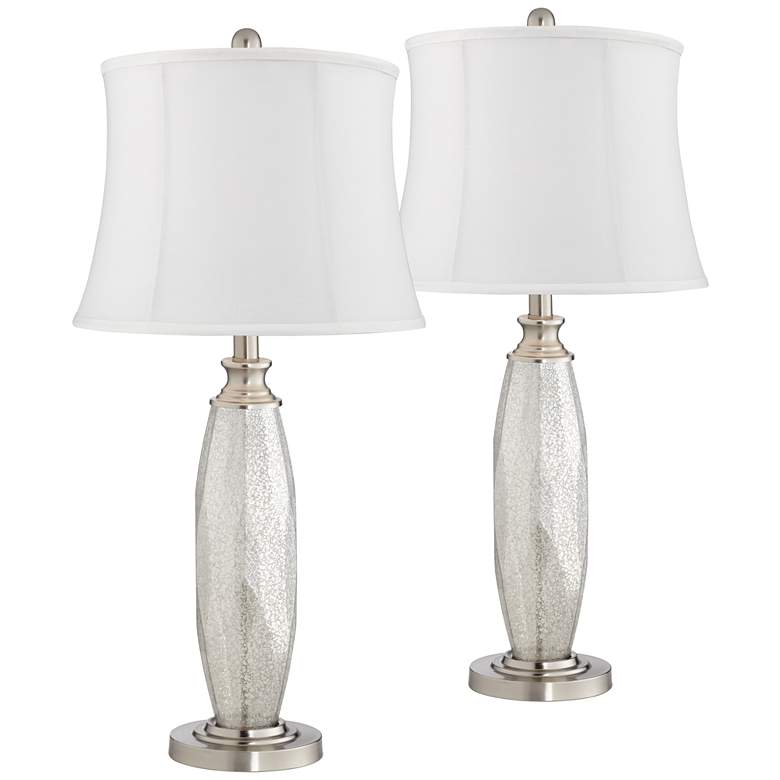 Image 1 Carol Mercury Glass White Shade Table Lamps Set of 2