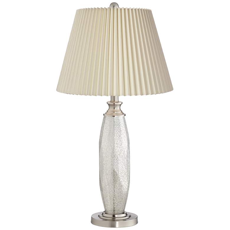 Image 4 Carol Mercury Glass with Ivory Pleat Shades Modern Table Lamps Set of 2 more views