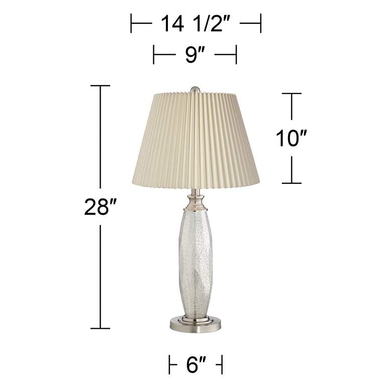 Image 5 Carol Mercury Glass with Ivory Pleat Shades Modern Table Lamps Set of 2 more views