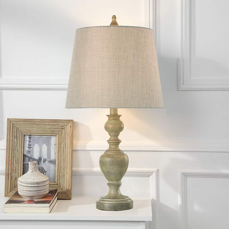 Image 1 Carol Table Lamp - Distressed Gray, Cream - Gray, Cream
