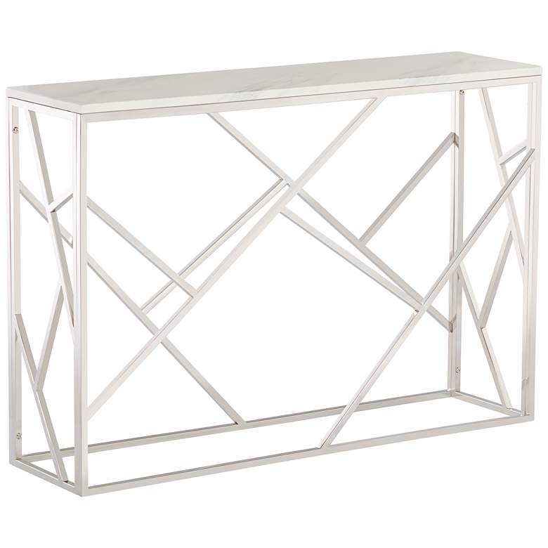 Image 1 Carole 45 1/2 inch Wide Metal Chrome Console Table