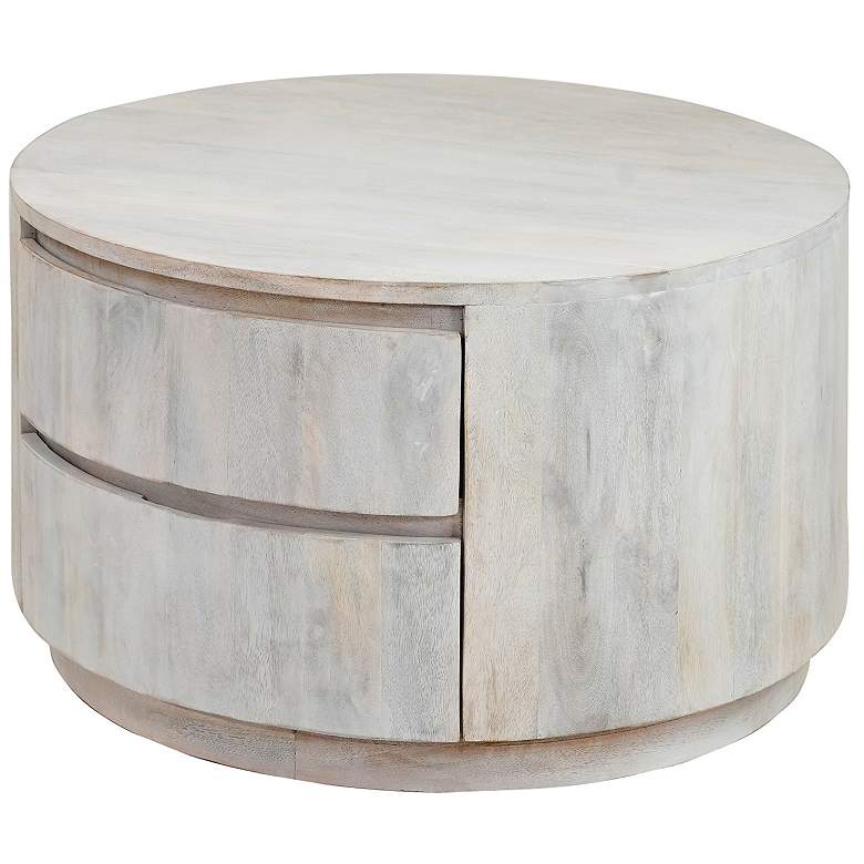 Image 1 Carolina Living Christa 30" Whitewash Wood Coffee Table with Drawers
