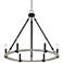 Caroline 28" Wide Black and Wood 6-Light Chandelier
