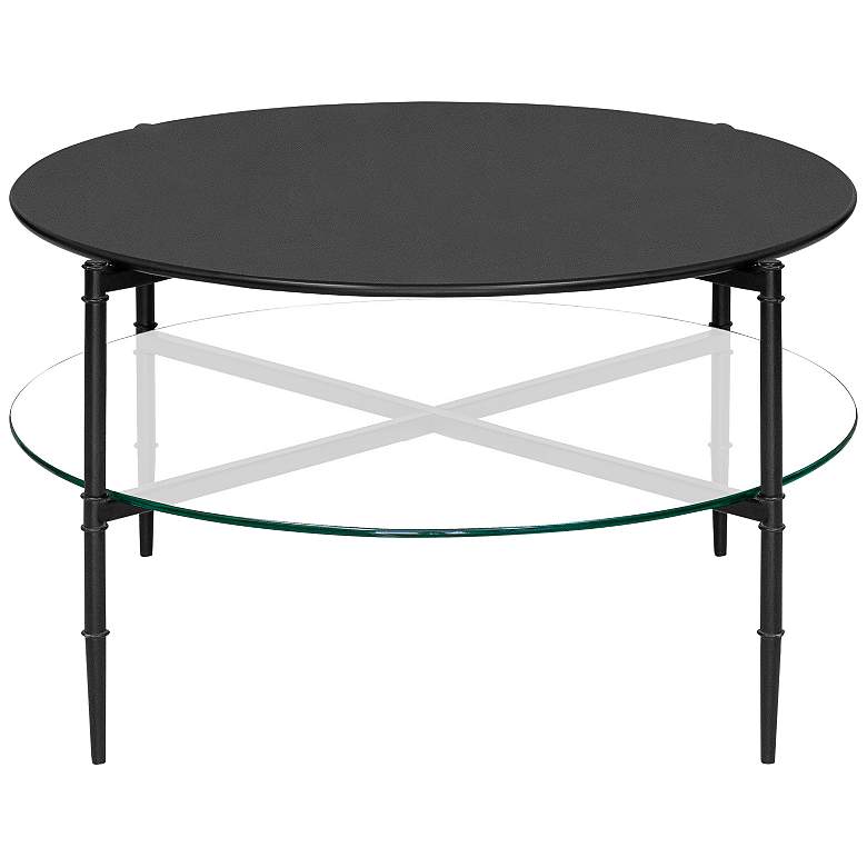 Image 2 Caroline 33 3/4" Wide Black Glass Round Coffee Table