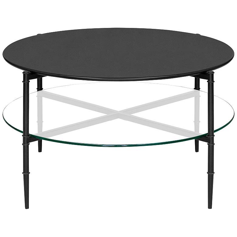 Image 2 Caroline 33 3/4 inch Wide Black Glass Round Coffee Table