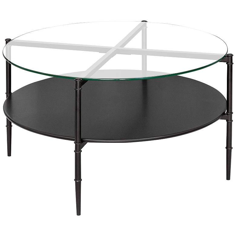 Image 4 Caroline 33 3/4 inch Wide Black Glass Round Coffee Table more views