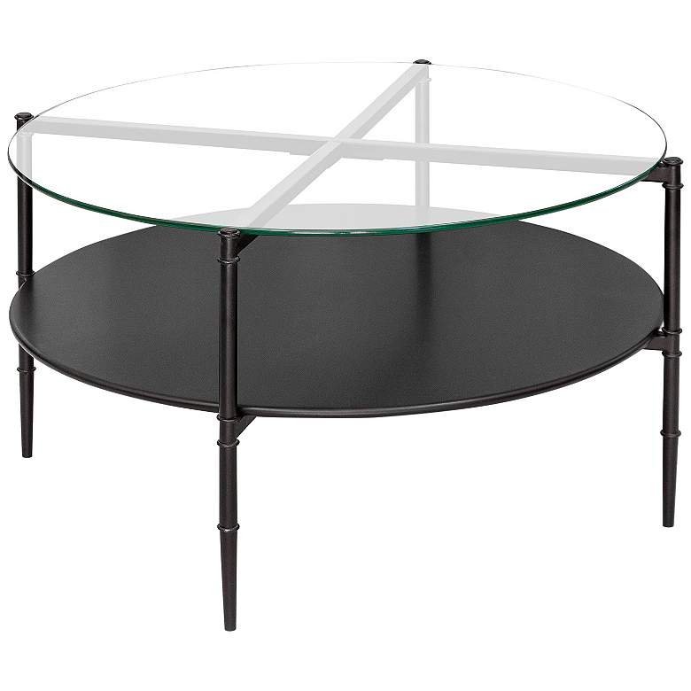 Image 4 Caroline 33 3/4" Wide Black Glass Round Coffee Table more views