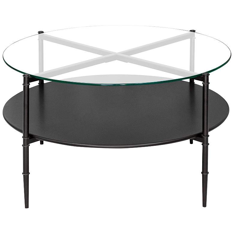 Image 5 Caroline 33 3/4 inch Wide Black Glass Round Coffee Table more views
