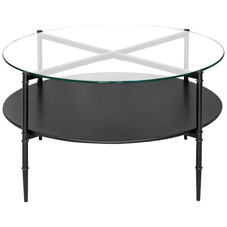 Image 5 Caroline 33 3/4" Wide Black Glass Round Coffee Table more views