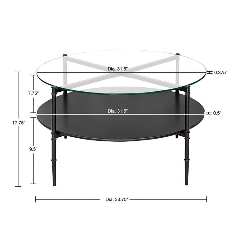 Image 6 Caroline 33 3/4" Wide Black Glass Round Coffee Table more views
