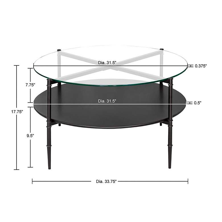 Image 6 Caroline 33 3/4 inch Wide Black Glass Round Coffee Table more views