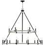 Caroline 46 1/4" Wide Black and Wood 2-Tier Double Ring Chandelier