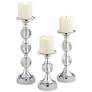 Caroline Chrome and Crystal Pillar Candle Holders Set of 3