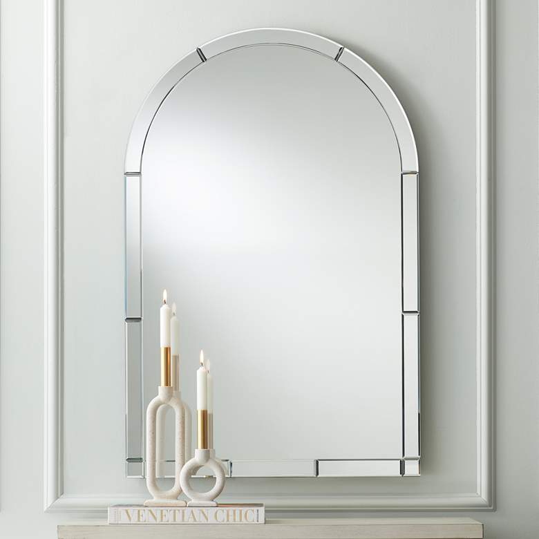 Caroline Mirrored Glass 26&quot; x 40&quot; Arch Top Wall Mirror