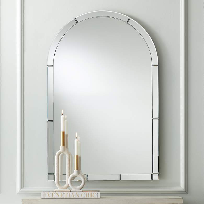 Image 1 Caroline Mirrored Glass 26" x 40" Arch Top Wall Mirror