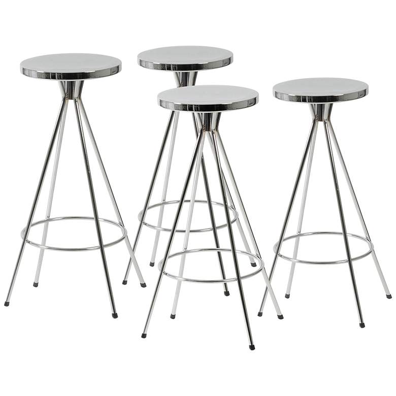 Image 1 Caroline Modern Swivel Chrome Counter Stool Set of 4
